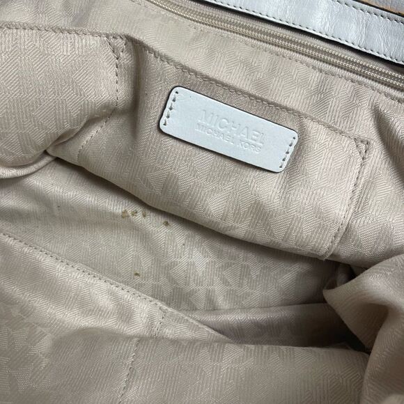 Michael Kors Naomi large tan straw crochet tote bag white leather flop &… - Picture 11 of 13